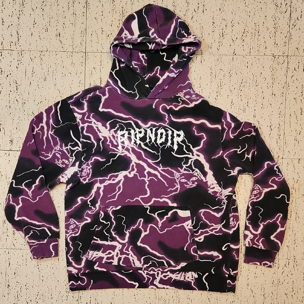 Rip N Dip Cat Thunder Aop Full Graphic Spellout Pullover Hoodie Sweater